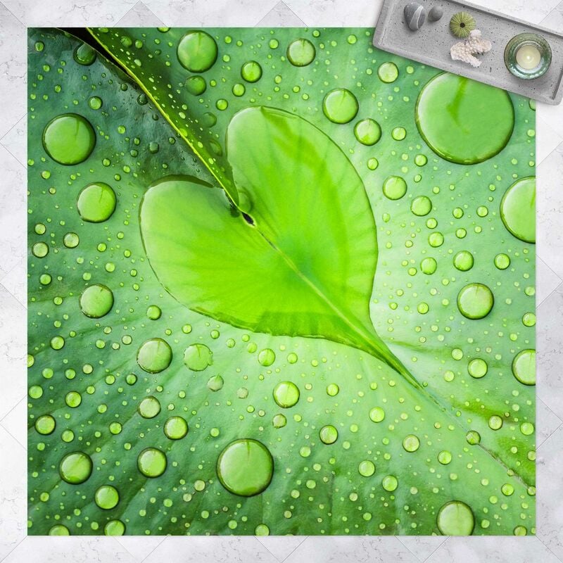 

Bilderwelten - Alfombras vinílicas - Heart-Shaped Dewtrops - Cuadrado 1:1 Dimensión LxA: 140cm x 140cm