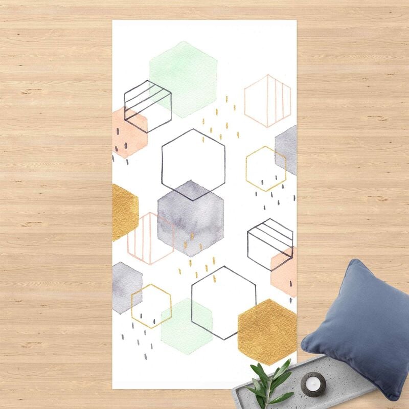 

Alfombras vinílicas - Hexagonal Scattering I - Alto 2:1 Dimensión LxA: 80cm x 40cm