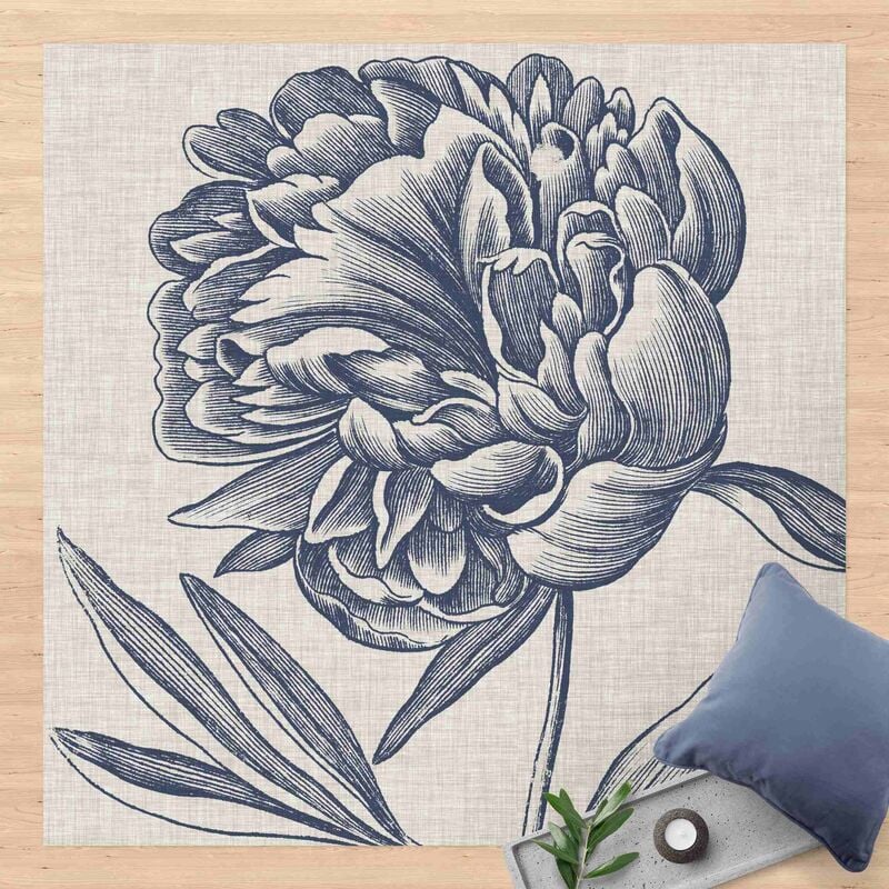 

Alfombras vinílicas - Indigo Flower On Canvas I - Cuadrado 1:1 Dimensión LxA: 120cm x 120cm