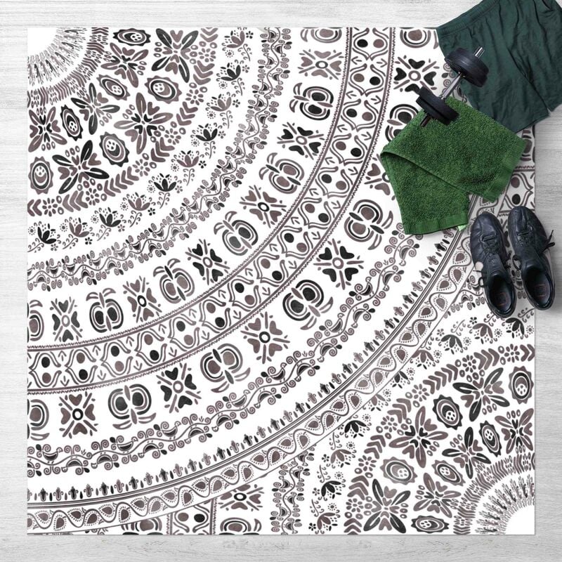 

Bilderwelten - Alfombras vinílicas - Large Boho Mandala In Brown Black - Cuadrado 1:1 Dimensión LxA: 140cm x 140cm