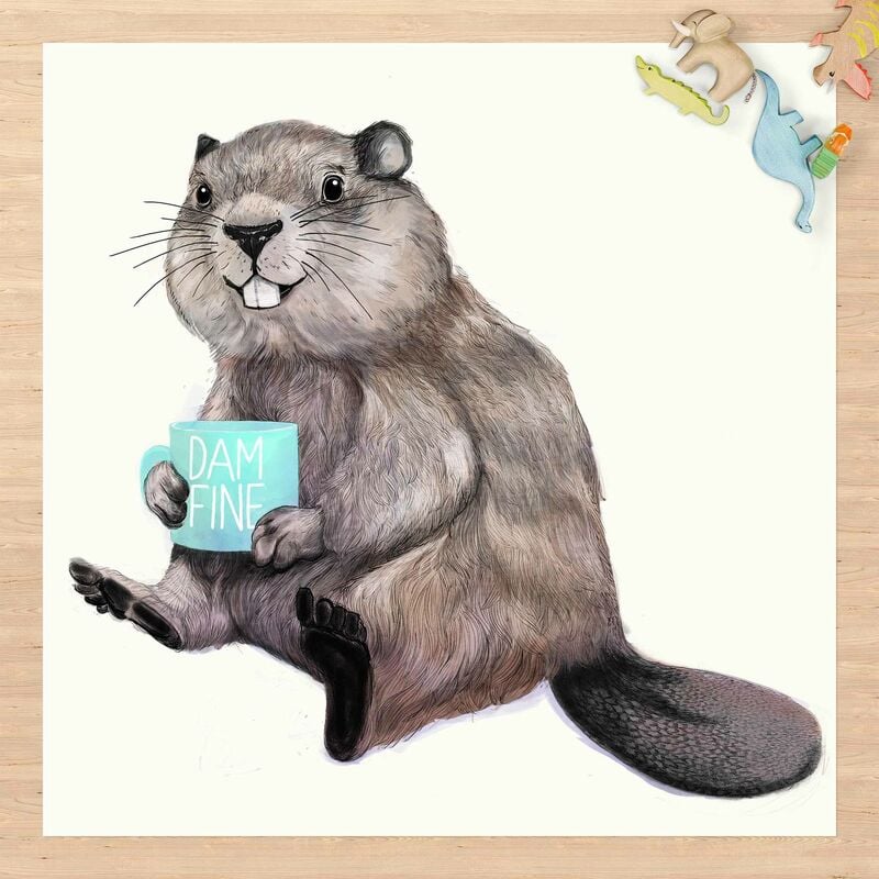 

Bilderwelten - Alfombras vinílicas - Laura Graves - Illustration Beaver Wit Coffee Mug - Cuadrado 1:1 Dimensión LxA: 40cm x 40cm