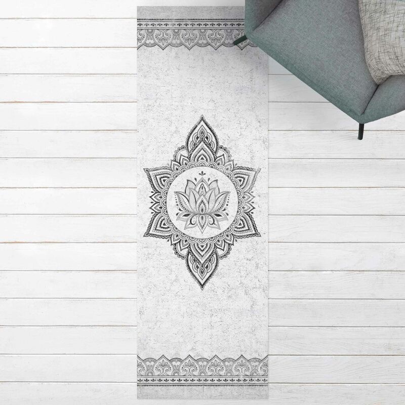 

Alfombras vinílicas - Mandala Lotus Concrete Look - Panorámico Dimensión LxA: 180cm x 60cm