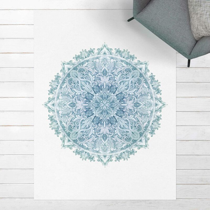 

Alfombras vinílicas - Mandala Watercolours Ornament Hand Painted Turquoise - Alto 4:3 Dimensión LxA: 140cm x 105cm