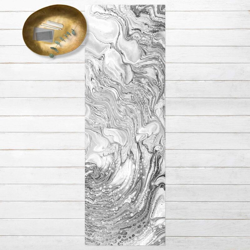 

Bilderwelten - Alfombras vinílicas - Marble Effect Black And White - Panorámico Dimensión LxA: 300cm x 100cm