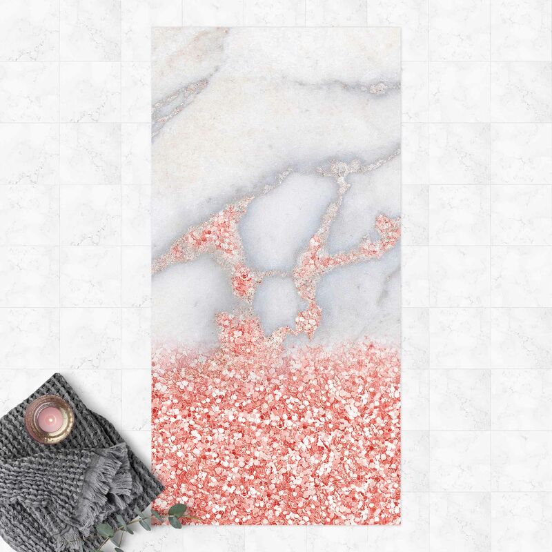 

Alfombras vinílicas - Marble Look With Pink Confetti - Alto 2:1 Dimensión LxA: 80cm x 40cm