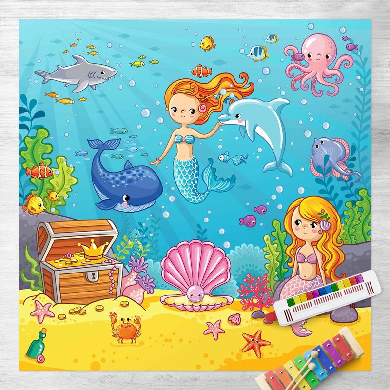 

Bilderwelten - Alfombras vinílicas - Mermaid - Underwater World - Cuadrado 1:1 Dimensión LxA: 140cm x 140cm