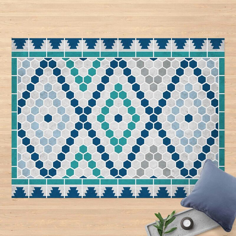 

Alfombras vinílicas - Moroccan Tile Pattern Turquoise Blue - Apaisado 3:4 Dimensión LxA: 120cm x 160cm