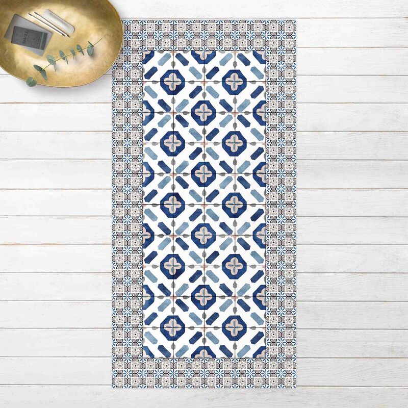 

Bilderwelten - Alfombras vinílicas - Moroccan Tiles Flower Window With Tile Frame - Alto 2:1 Dimensión LxA: 260cm x 130cm