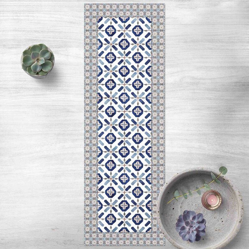 

Alfombras vinílicas - Moroccan Tiles Flower Window With Tile Frame - Panorámico Dimensión LxA: 180cm x 60cm