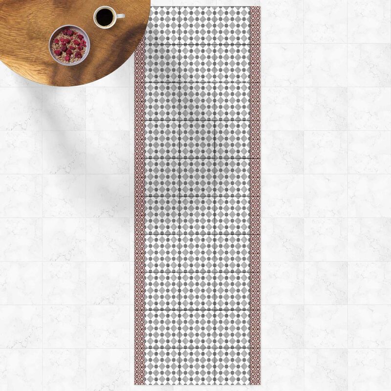 

Bilderwelten - Alfombras vinílicas - Moroccan Tiles Stars And Squares With Border - Panorámico Dimensión LxA: 210cm x 70cm