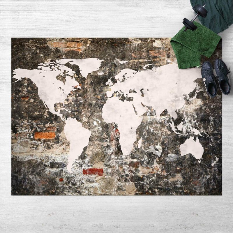 

Alfombras vinílicas - Old Wall World Map - Apaisado 3:4 Dimensión LxA: 135cm x 180cm