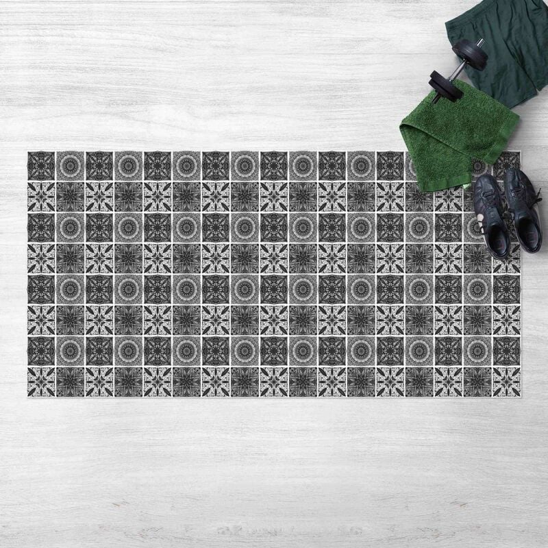 

Bilderwelten - Alfombras vinílicas - Oriental Mandala Pattern Mix In Black With Glitter Look - Apaisado 1:2 Dimensión LxA: 140cm x 280cm