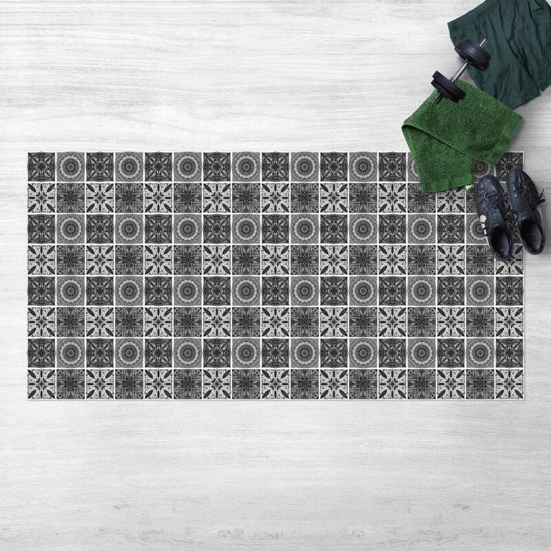 

Bilderwelten - Alfombras vinílicas - Oriental Mandala Pattern Mix In Black With Glitter Look - Apaisado 1:2 Dimensión LxA: 110cm x 220cm