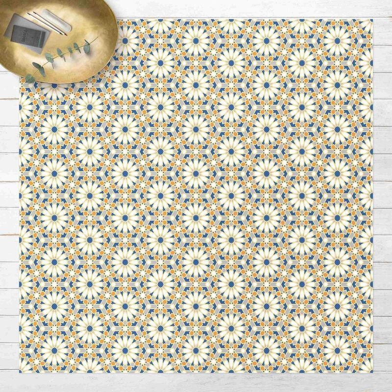 

Alfombras vinílicas - Oriental Patterns With Yellow Stars - Cuadrado 1:1 Dimensión LxA: 60cm x 60cm