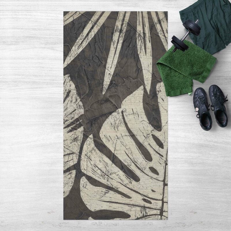 

Bilderwelten - Alfombras vinílicas - Palm Leaves Dark Grey Backdrop - Alto 2:1 Dimensión LxA: 260cm x 130cm