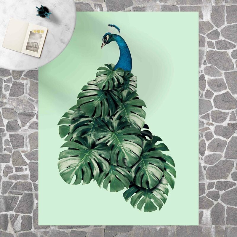 

Alfombras vinílicas - Peacock With Monstera Leaves - Alto 4:3 Dimensión LxA: 60cm x 45cm