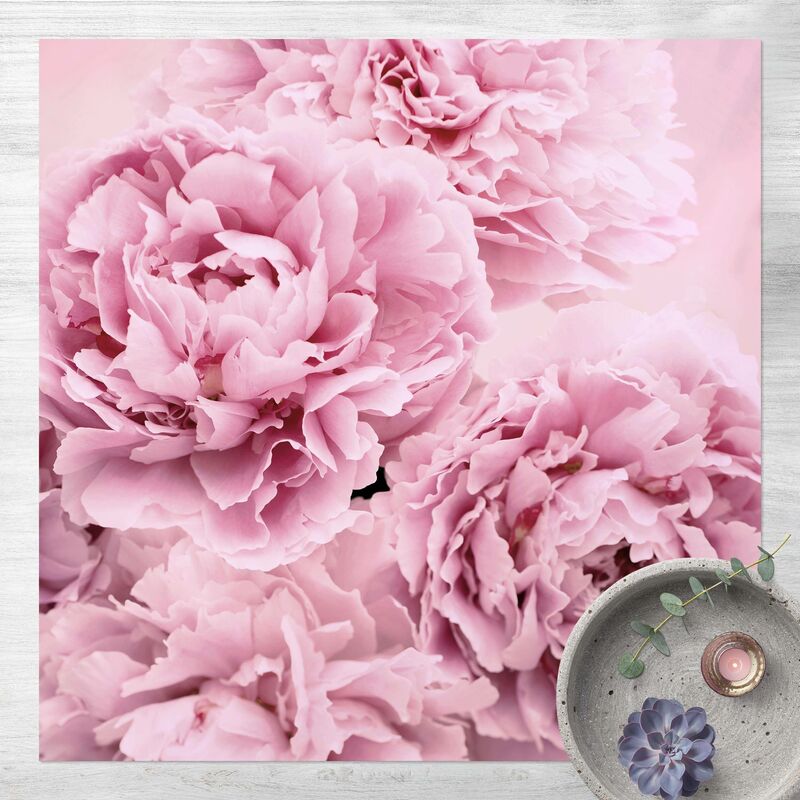 

Alfombras vinílicas - Pink Peonies - Cuadrado 1:1 Dimensión LxA: 80cm x 80cm