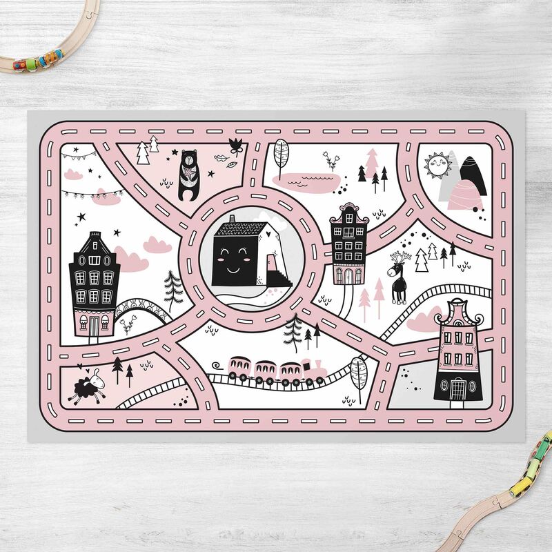 

Alfombras vinílicas - Playoom Mat Scandinavia - The Pink City - Apaisado 2:3 Dimensión LxA: 80cm x 120cm