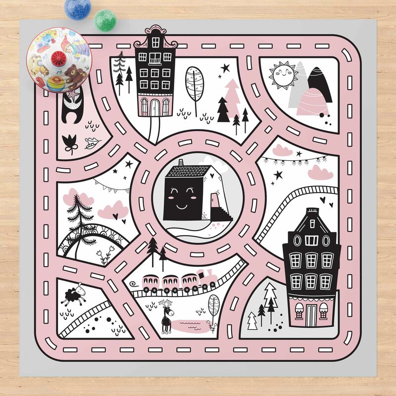 

Alfombras vinílicas - Playoom Mat Scandinavia - The Pink City - Cuadrado 1:1 Dimensión LxA: 120cm x 120cm