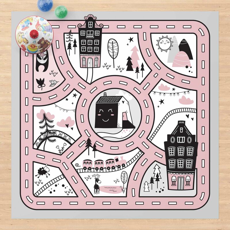 

Alfombras vinílicas - Playoom Mat Scandinavia - The Pink City - Cuadrado 1:1 Dimensión LxA: 40cm x 40cm
