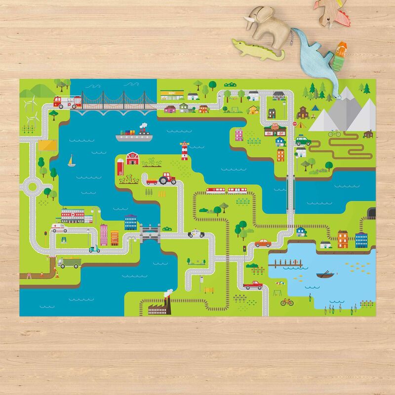 

Alfombras vinílicas - Playoom Mat Streets - City And River - Apaisado 2:3 Dimensión LxA: 80cm x 120cm