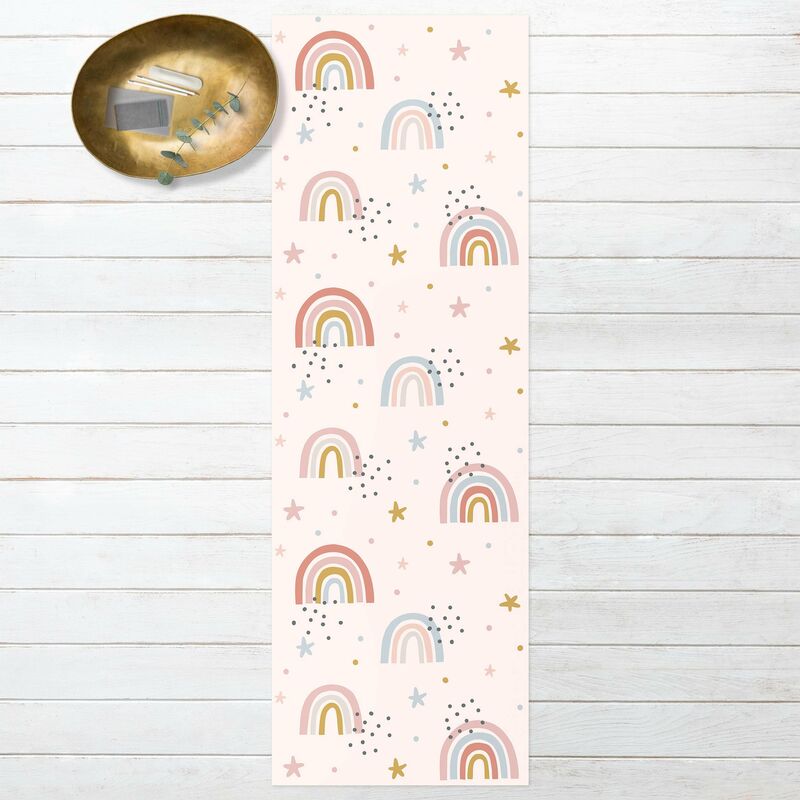 

Alfombras vinílicas - Rainbow World With Stars And Dots - Panorámico Dimensión LxA: 120cm x 40cm