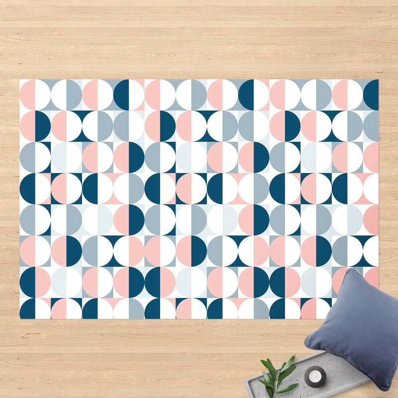 

Alfombras vinílicas - Semicircle Pattern In Blue With Light Pink - Apaisado 2:3 Dimensión LxA: 80cm x 120cm