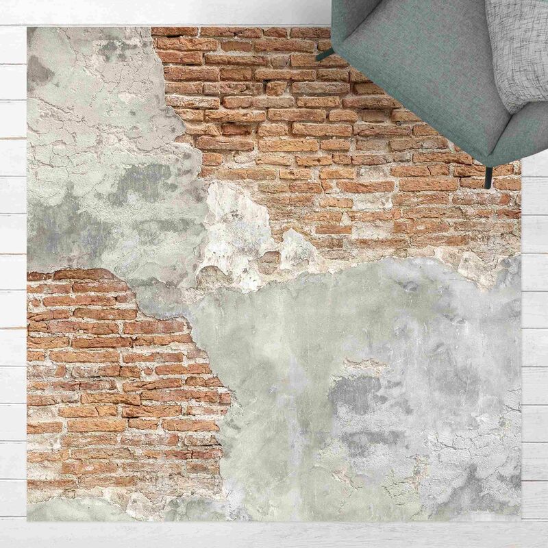 

Alfombras vinílicas - Shabby Brick Wall - Cuadrado 1:1 Dimensión LxA: 80cm x 80cm