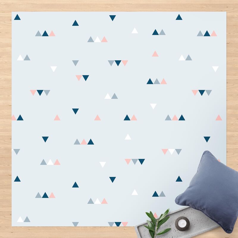 

Bilderwelten - Alfombras vinílicas - Small Triangles In Blue Light Pink - Cuadrado 1:1 Dimensión LxA: 100cm x 100cm