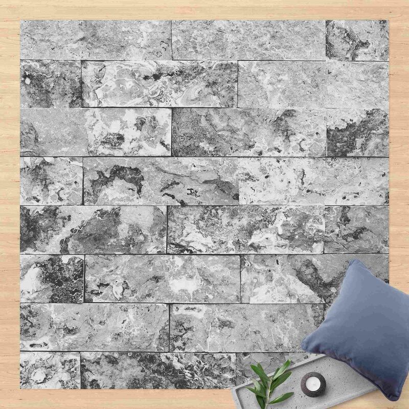 

Alfombras vinílicas - Stone Wall Natural Marble Gray - Cuadrado 1:1 Dimensión LxA: 80cm x 80cm