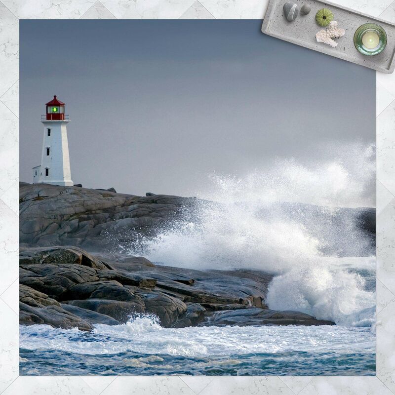 

Alfombras vinílicas - Storm Waves At The Lighthouse - Cuadrado 1:1 Dimensión LxA: 100cm x 100cm