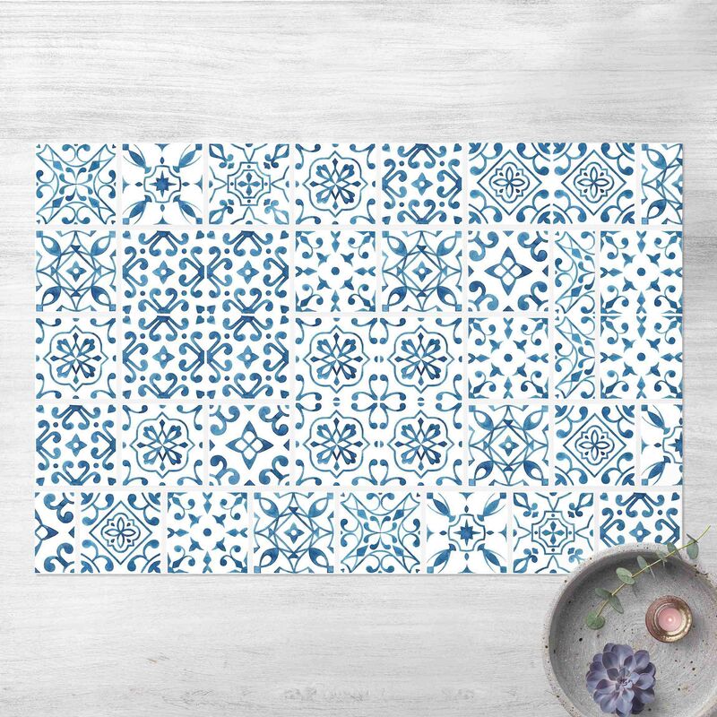 

Alfombras vinílicas - Tile Pattern Blue White - Apaisado 2:3 Dimensión LxA: 80cm x 120cm