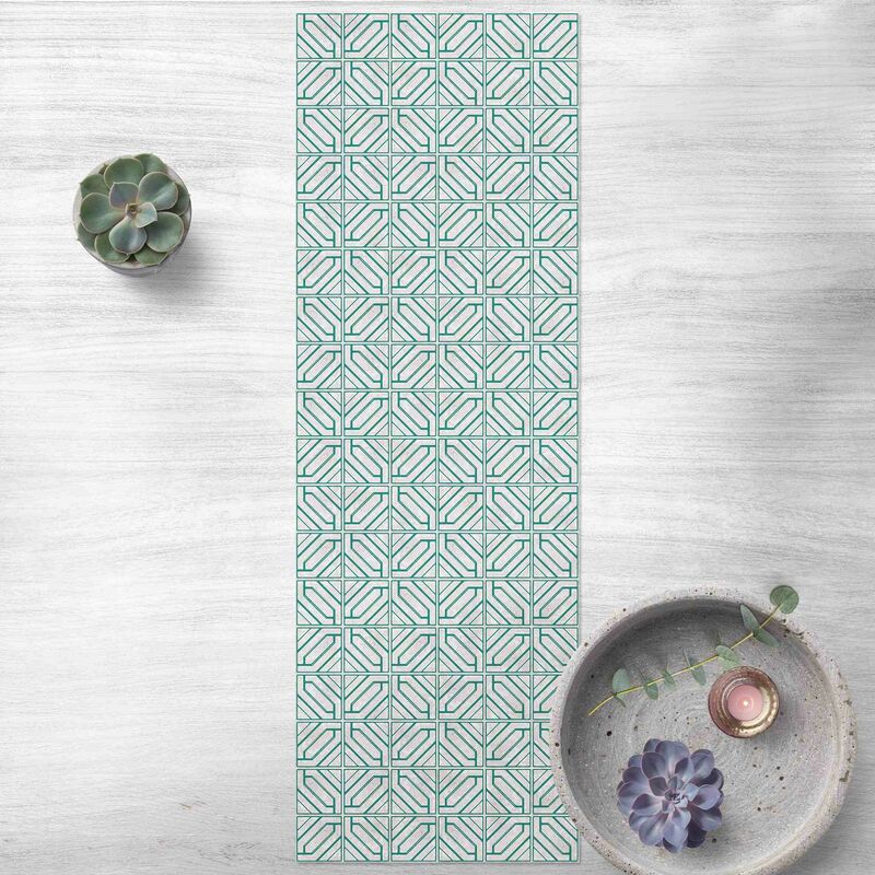 

Bilderwelten - Alfombras vinílicas - Tile Pattern Rhomboidal Geometry Turquoise - Panorámico Dimensión LxA: 300cm x 100cm