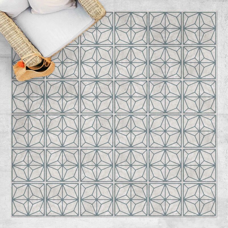 

Alfombras vinílicas - Tile Pattern Star Geometry Grey Blue - Cuadrado 1:1 Dimensión LxA: 60cm x 60cm