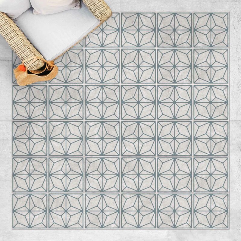 

Alfombras vinílicas - Tile Pattern Star Geometry Grey Blue - Cuadrado 1:1 Dimensión LxA: 80cm x 80cm