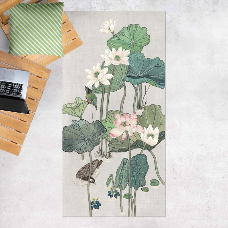 

Alfombras vinílicas - Vintage Illustration Lotus Flowers In Pond II - Alto 2:1 Dimensión LxA: 100cm x 50cm