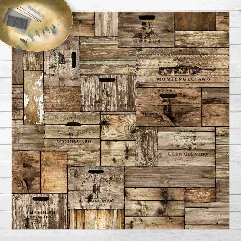 

Bilderwelten - Alfombras vinílicas - Vintage Woodeen Crates - Cuadrado 1:1 Dimensión LxA: 120cm x 120cm
