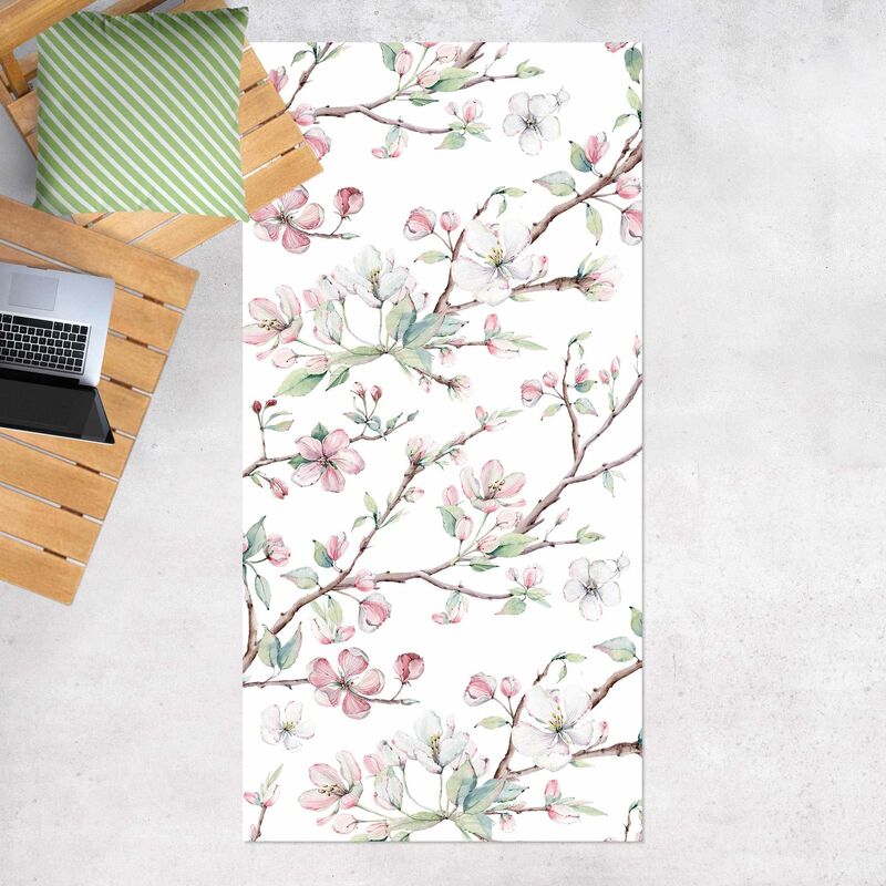 

Alfombras vinílicas - Watercolour Branches Of Apple Blossom In Light Pink And White - Alto 2:1 Dimensión LxA: 120cm x 60cm