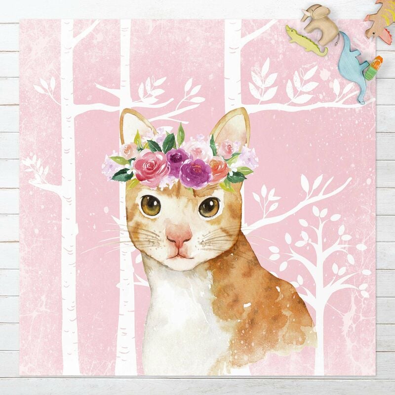 

Bilderwelten - Alfombras vinílicas - Watercolour Cat Light Pink - Cuadrado 1:1 Dimensión LxA: 100cm x 100cm