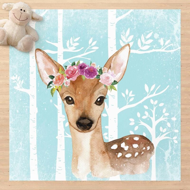 

Bilderwelten - Alfombras vinílicas - Watercolour Deer Turquoise - Cuadrado 1:1 Dimensión LxA: 120cm x 120cm