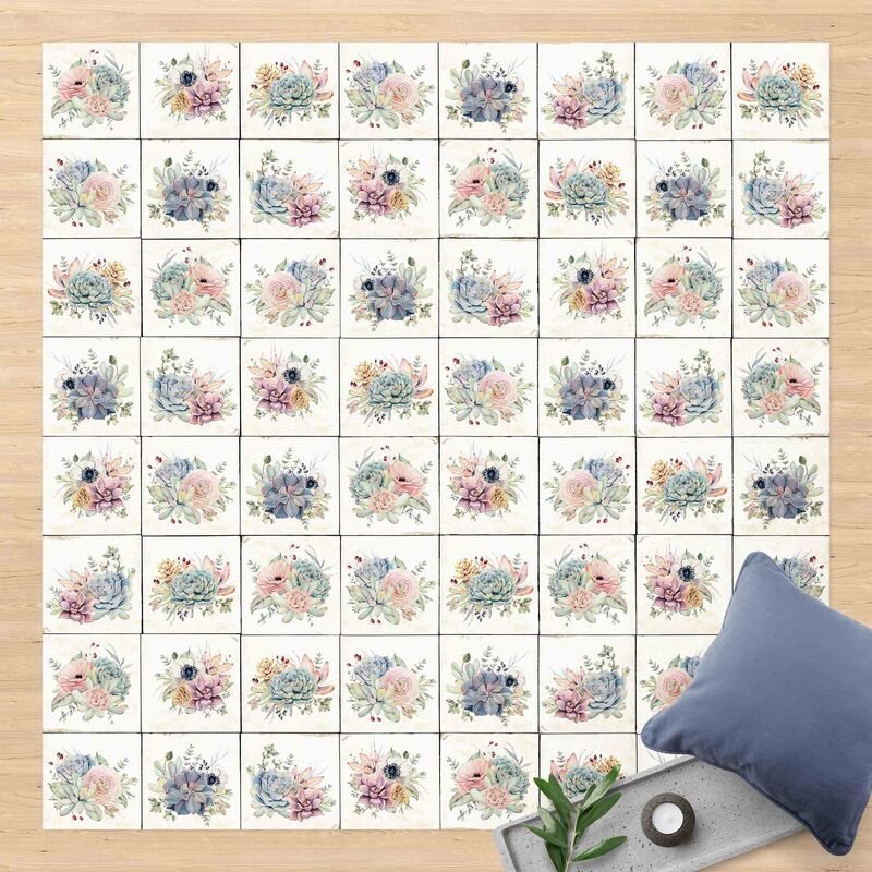 

Alfombras vinílicas - Watercolour Flowers Cottage - Cuadrado 1:1 Dimensión LxA: 60cm x 60cm