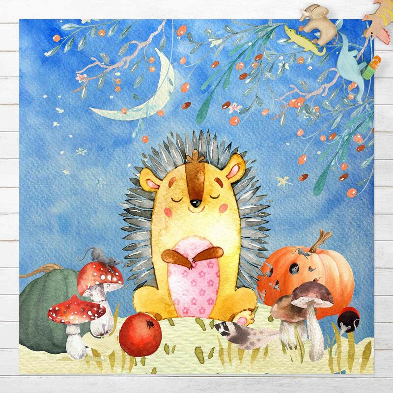 

Alfombras vinílicas - Watercolour Hedgehog In Autumn - Cuadrado 1:1 Dimensión LxA: 80cm x 80cm
