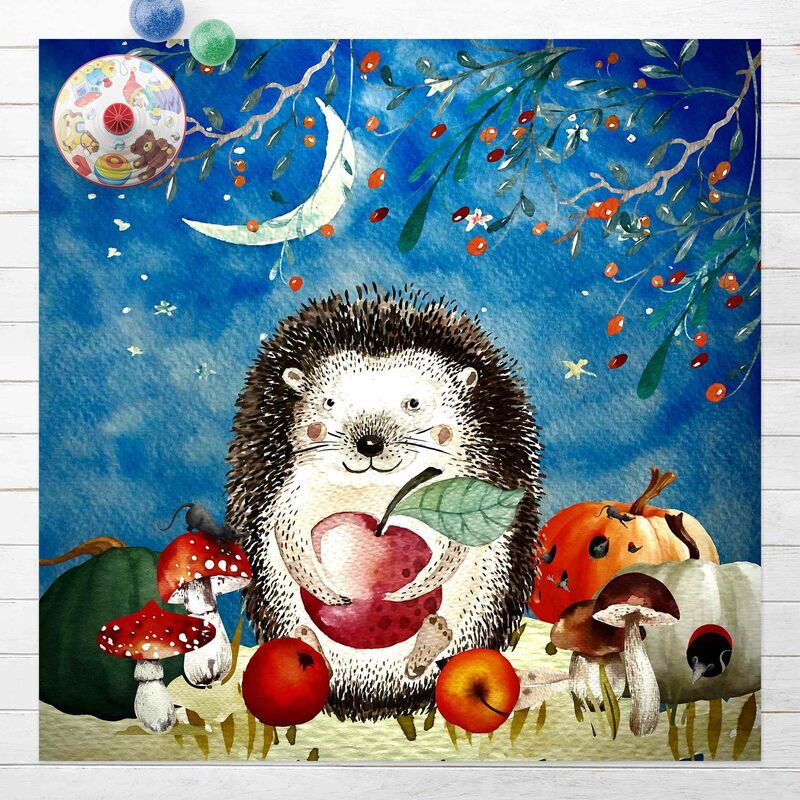 

Alfombras vinílicas - Watercolour Hedgehog In Moonlight - Cuadrado 1:1 Dimensión LxA: 40cm x 40cm