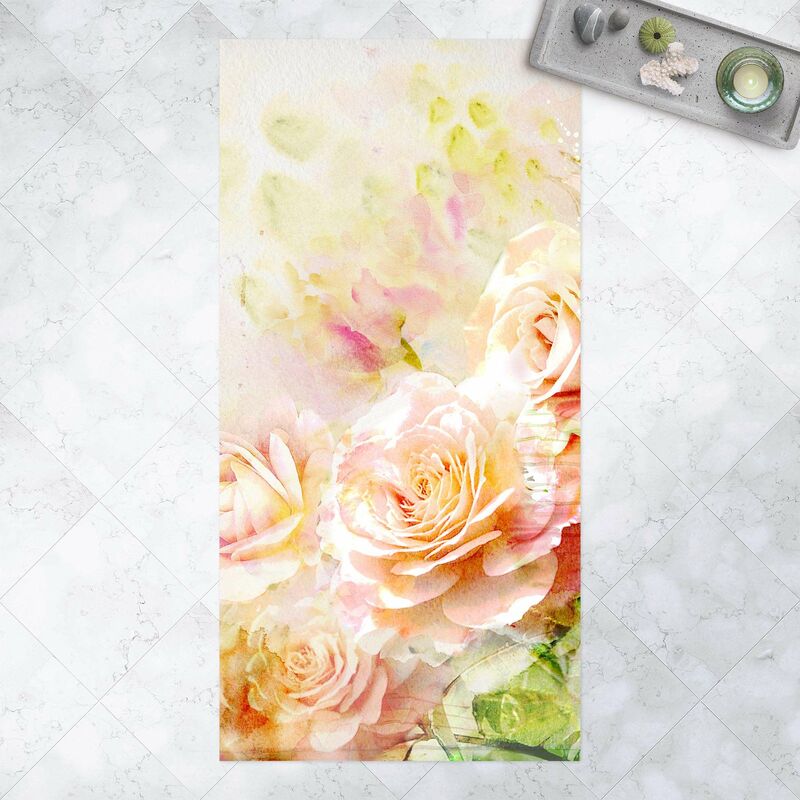 

Alfombras vinílicas - Watercolour Rose Composition - Alto 2:1 Dimensión LxA: 240cm x 120cm