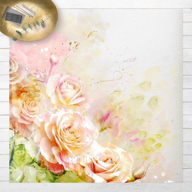 

Alfombras vinílicas - Watercolour Rose Composition - Cuadrado 1:1 Dimensión LxA: 100cm x 100cm