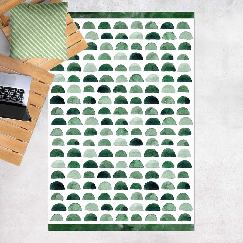 

Alfombras vinílicas - Watercolour Semicircle In Moss Green With Stripes - Alto 3:2 Dimensión LxA: 120cm x 80cm