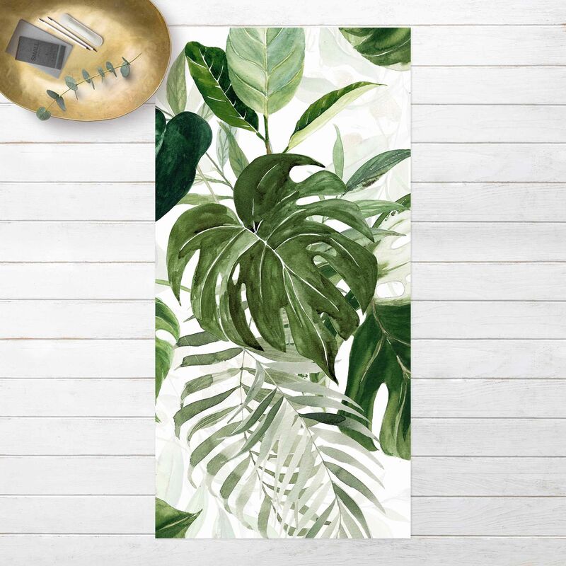 

Bilderwelten - Alfombras vinílicas - Watercolour Tropical Arrangement With Monstera - Alto 2:1 Dimensión LxA: 220cm x 110cm
