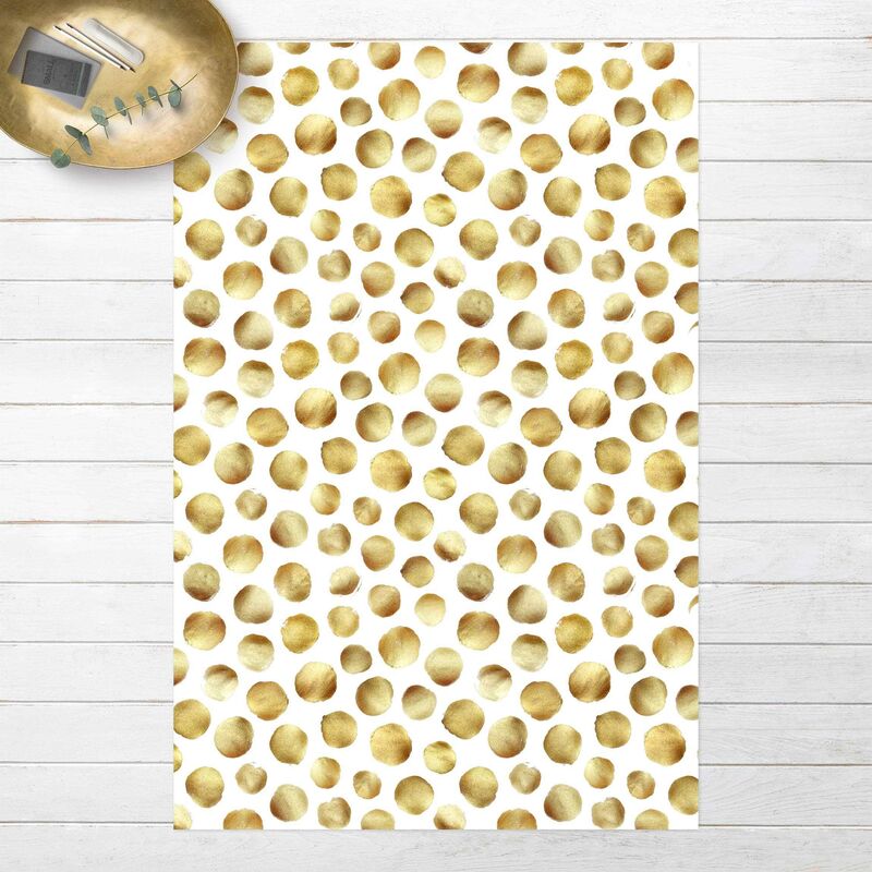 

Alfombras vinílicas - Wild Golden Polka Dots On White - Alto 3:2 Dimensión LxA: 180cm x 120cm