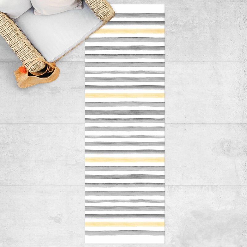 

Bilderwelten - Alfombras vinílicas - Yellow And Grey Watercolour Stripes - Panorámico Dimensión LxA: 300cm x 100cm