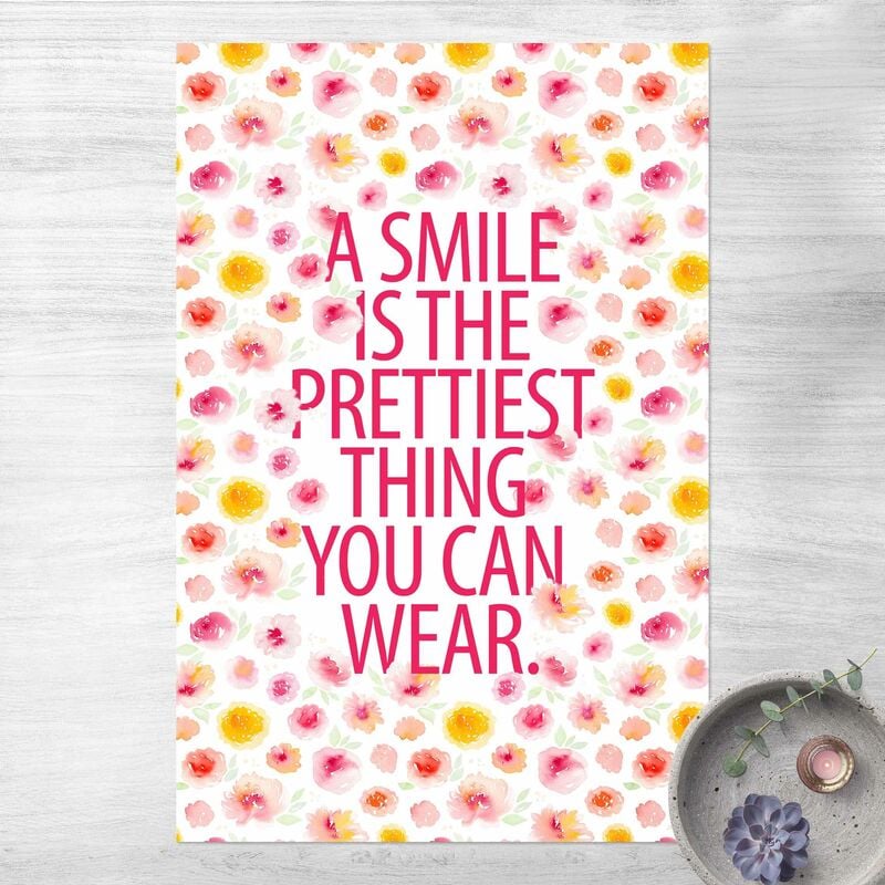 

Alfombras vinílicas - A Smile Is The Prettiest Thing On Watercolour Flowers - Alto 3:2 Dimensión LxA: 210cm x 140cm
